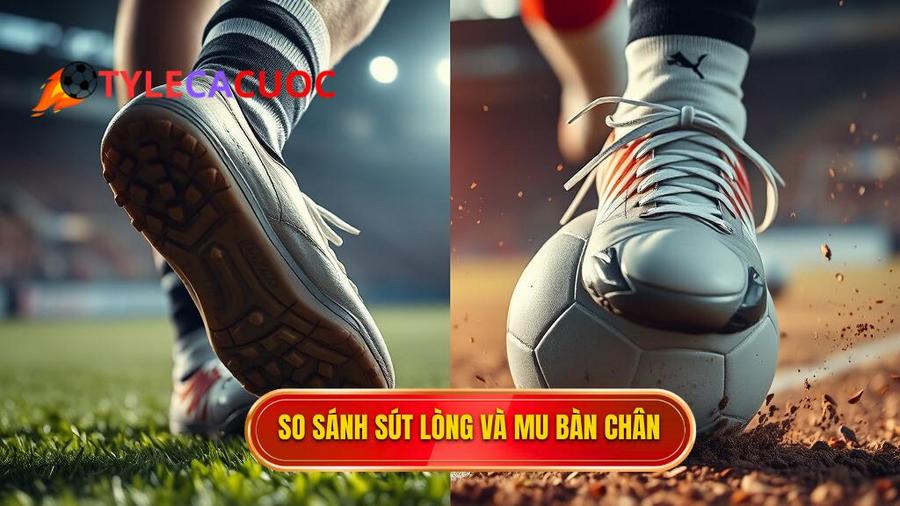 Bảng so sánh giữa sút lòng bàn chân và sút mu bàn chân